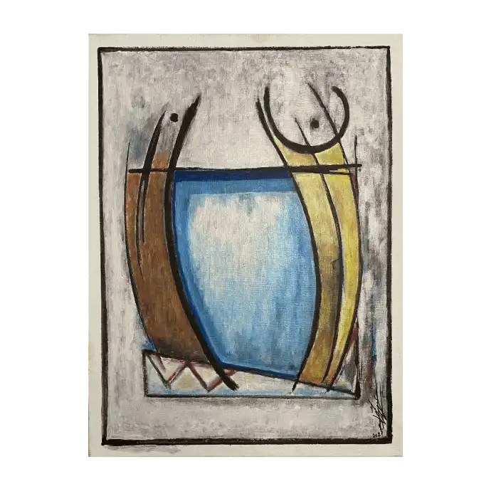Série confinement #2, peinture à l'huile sur toile, 2021 — Mohamed Azouzi, collection Fondation Hassan II, Maroc