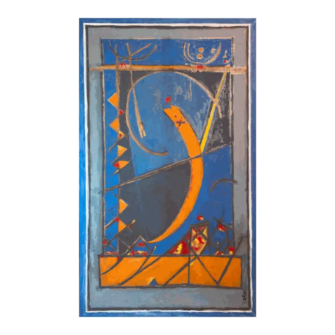 Arc en Ciel, peinture à l'huile, 2010, 162×97 cm — Mohamed Azouzi