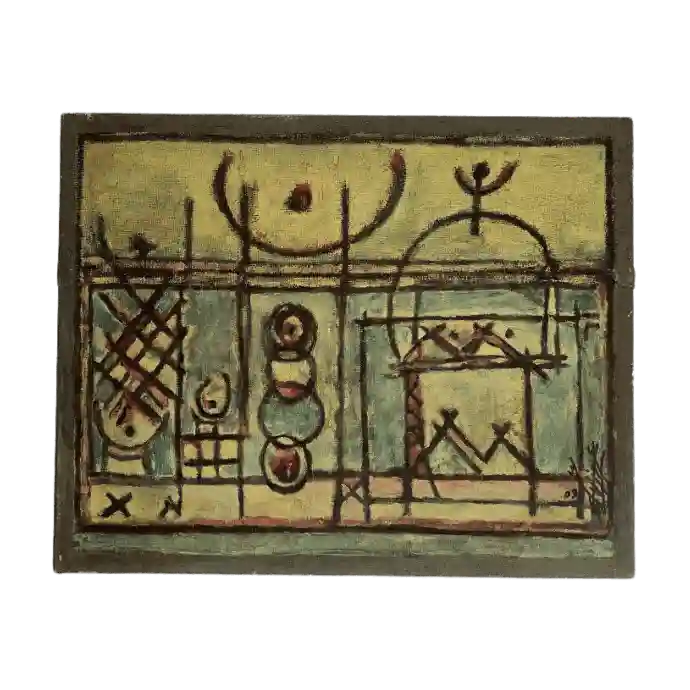 Les Trois Religieux, peinture à l'huile, 2009, 50×40 cm — Mohamed Azouzi