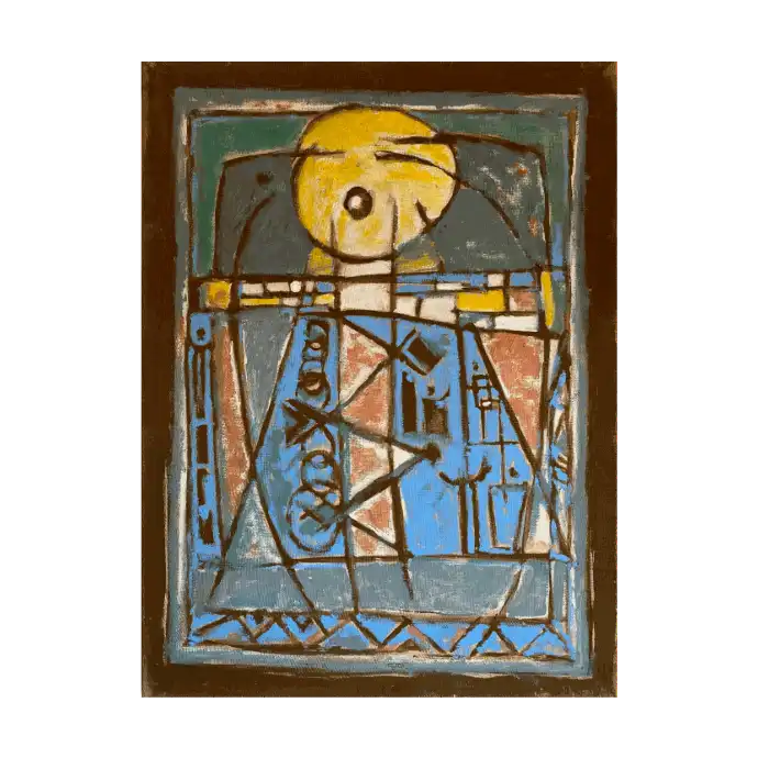 Le Soleil et les Anneaux, peinture à l'huile, 81×60 cm — Mohamed Azouzi