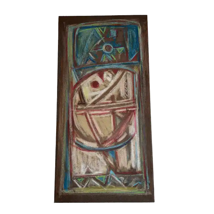 Tourbillon, technique mixte sur toile, 1995, 70×37 cm — Mohamed Azouzi, mouvement et énergie