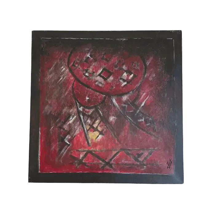 Le Déluge de Feu, technique mixte sur toile, 2012, 60×60 cm — Mohamed Azouzi