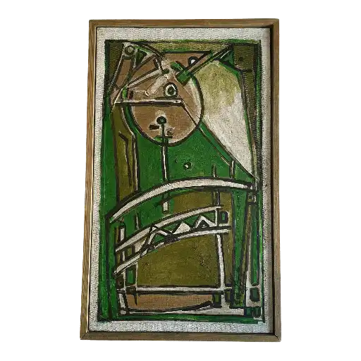 Le Pont, technique mixte sur toile, 1994, 48×29 cm — Mohamed Azouzi