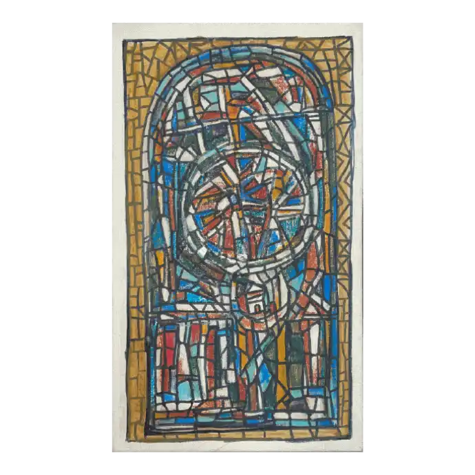 Sans titre, technique mixte sur toile, 1990, 27×46 cm — Mohamed Azouzi