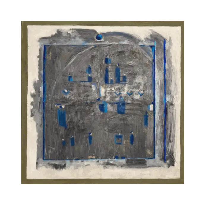 Série confinement #6, peinture à l'huile, 2021, 79×79 cm — Mohamed Azouzi