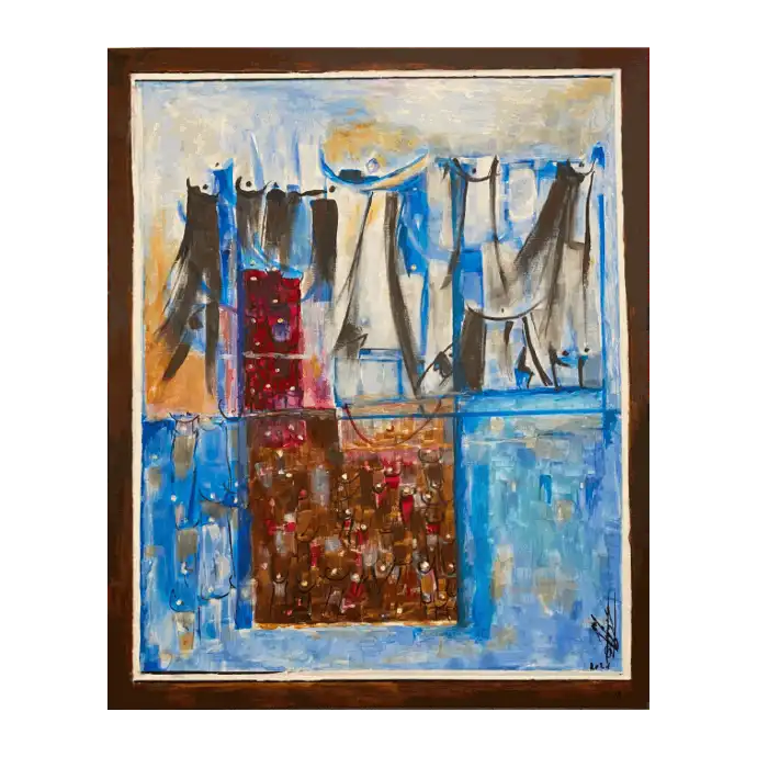 Série confinement #5, peinture à l'huile, 2021, 50×61 cm — Mohamed Azouzi