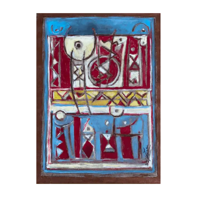 Le Soulèvement, peinture à l'huile, 2005, 80×60 cm — Mohamed Azouzi