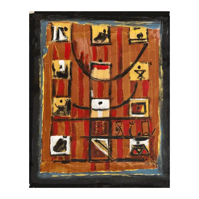 Les Carreaux Colorés, peinture à l'huile, 2005, 40×50 cm — Mohamed Azouzi, zellige et art marocain