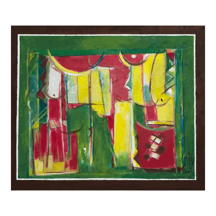 Série confinement #4, peinture à l'huile, 2021, 55×46 cm — Mohamed Azouzi