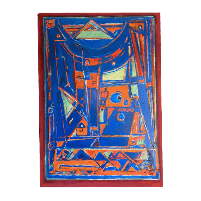 Labyrinthe, huile sur toile, 2002, 92×65 cm — Mohamed Azouzi