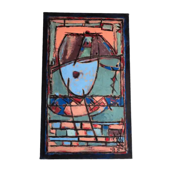 Le Mur, huile sur toile, 2009, 55×33 cm — Mohamed Azouzi