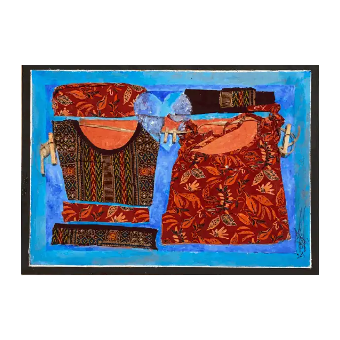 Sans titre, technique mixte sur toile, 2021, 70×50 cm — Mohamed Azouzi