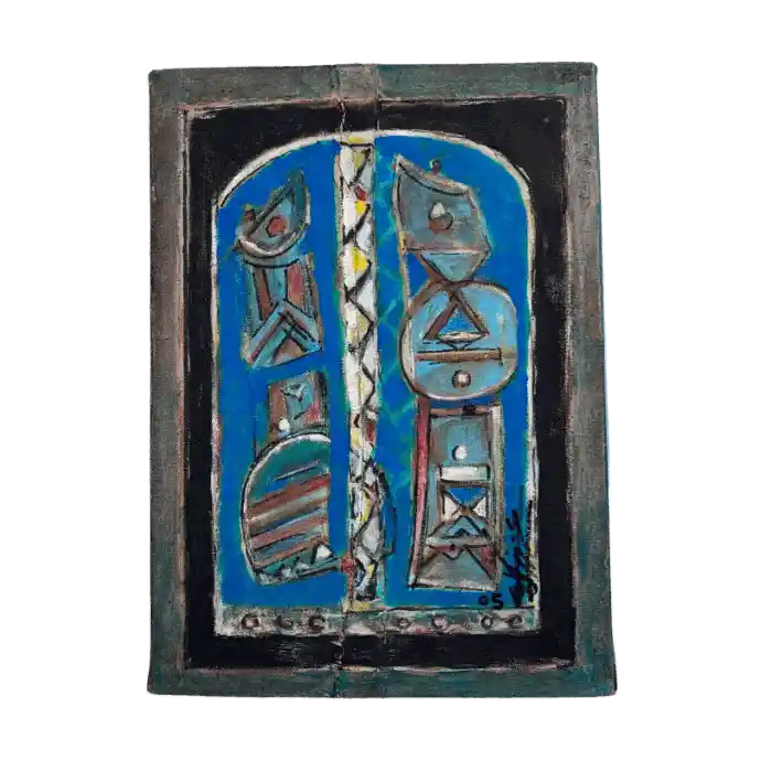 Le Voisinage, technique mixte, 2005, 24×33 cm — Mohamed Azouzi