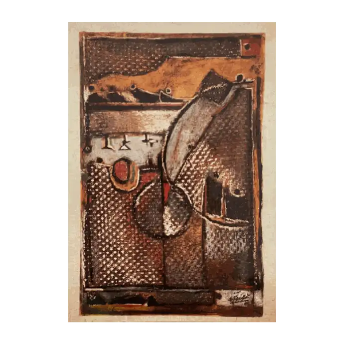 Sans titre, technique mixte sur papier, 1989, 9×14,5 cm — Mohamed Azouzi