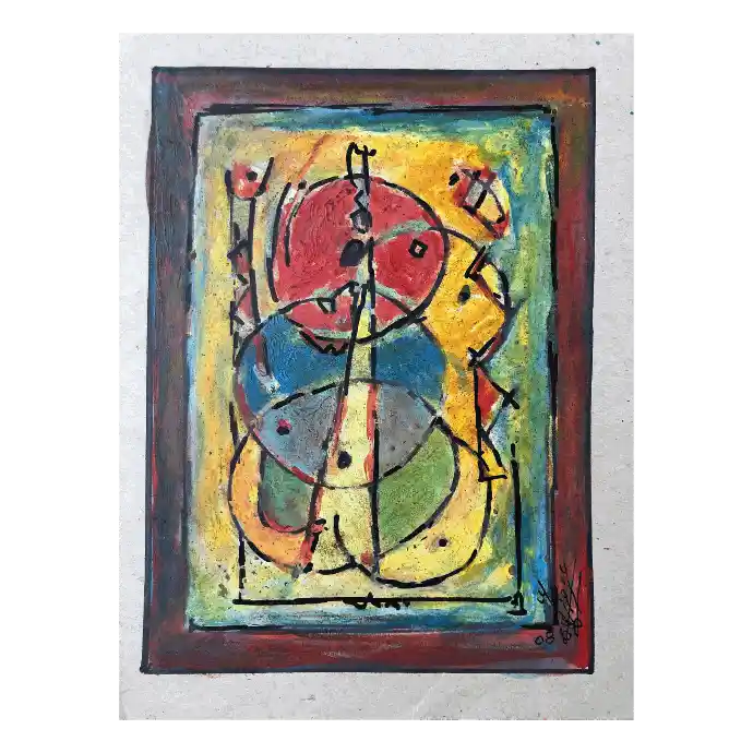 Les Gagneurs, pastel et encre sur papier, 2008, 15×20,5 cm — Mohamed Azouzi