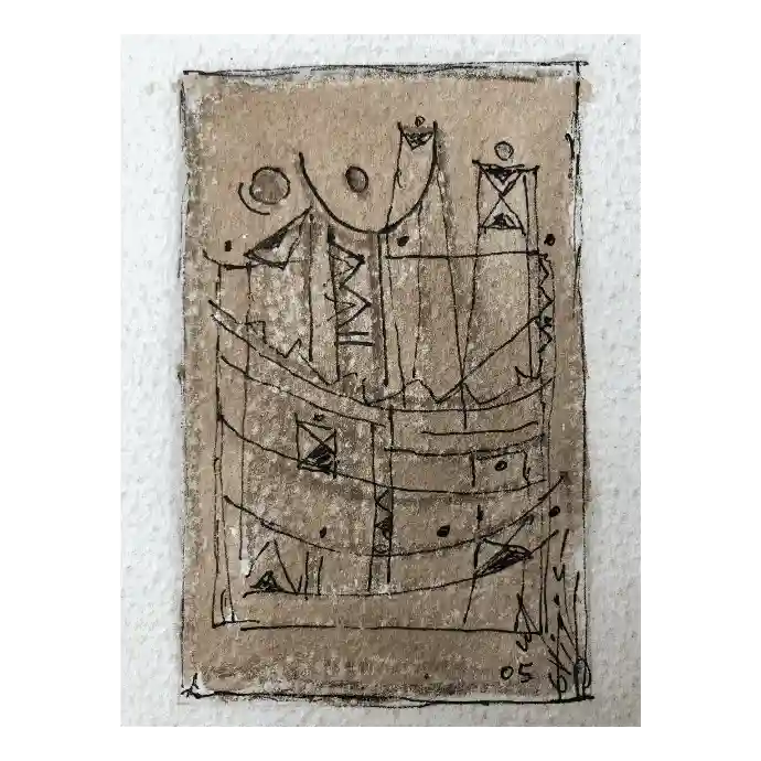 Les Terrasses, encre et peinture sur papier, 2005 — Mohamed Azouzi