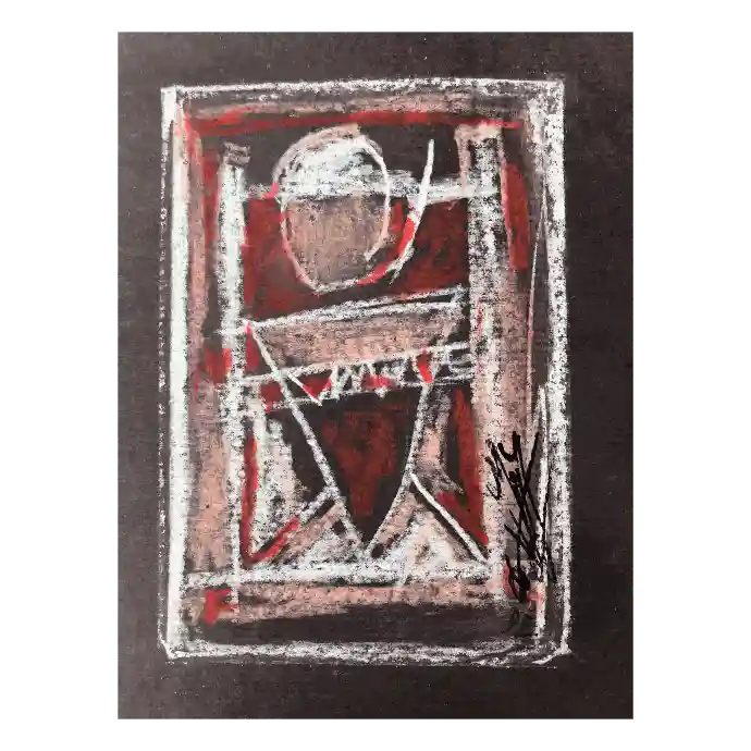 Sans titre, pastel sur papier, 1992, 12×18 cm — Mohamed Azouzi