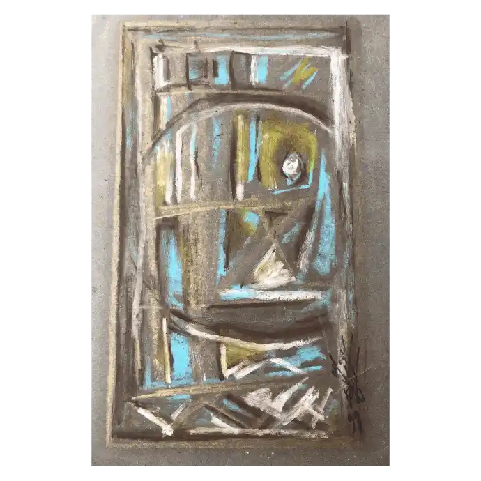 Sans titre, pastel sur papier, 1997, 13×22 cm — Mohamed Azouzi