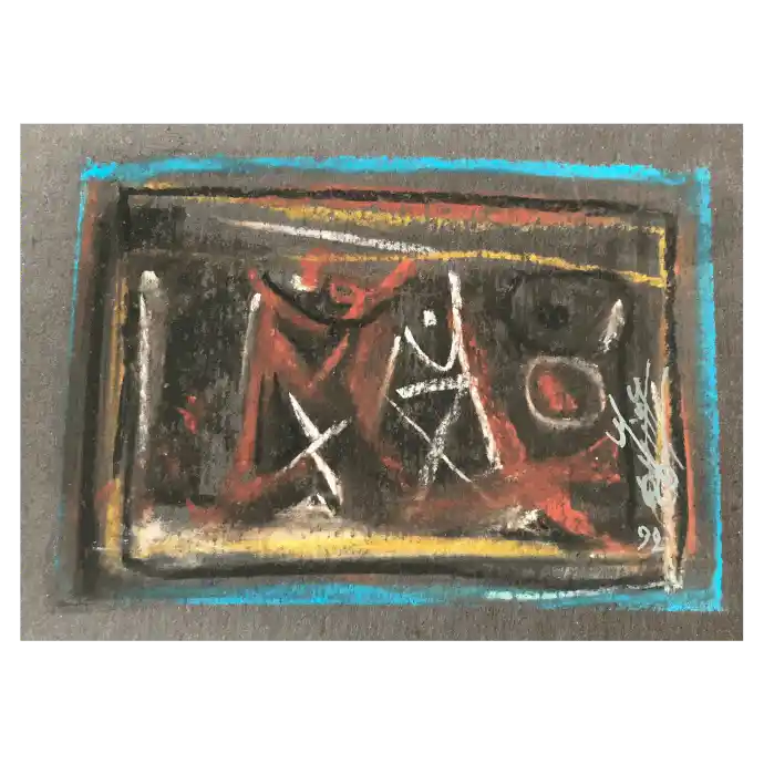Sans titre, pastel sur papier, 1992, 18×12,5 cm — Mohamed Azouzi