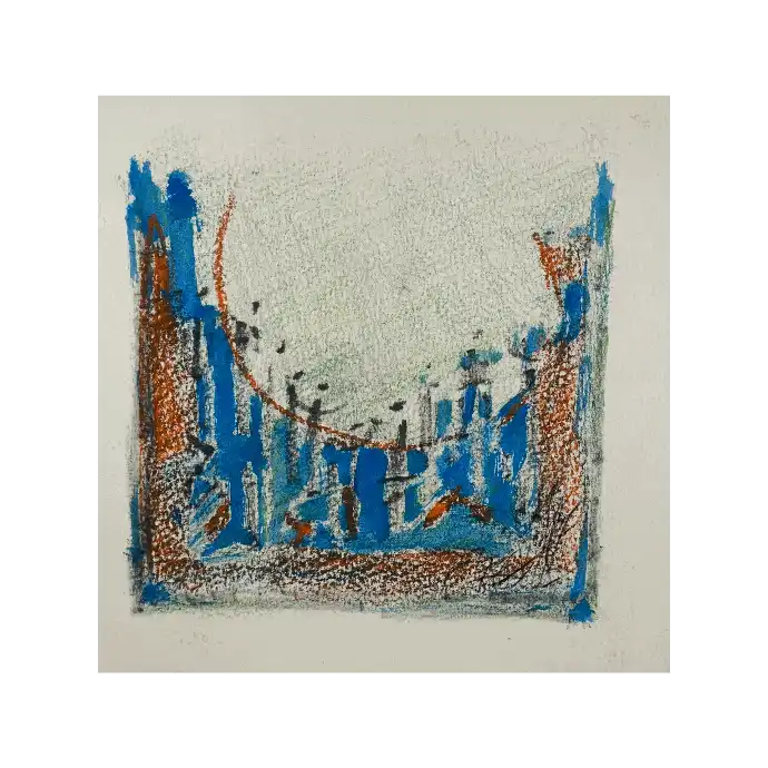 Une Prière Eliptiens, pastel sur papier, 2007, 13,5×13,5 cm — Mohamed Azouzi