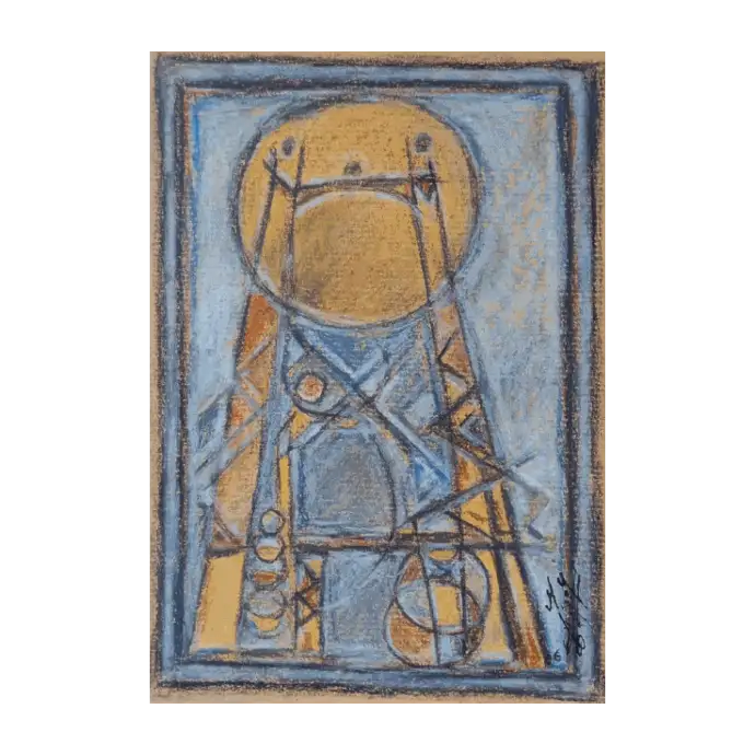 L'Ombre des Hommes, pastel sur papier, 2006, 18×25,5 cm — Mohamed Azouzi
