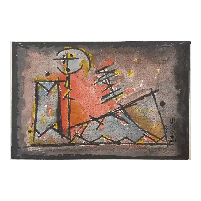 Sans titre, peinture sur papier, 2010, 30×22 cm — Mohamed Azouzi