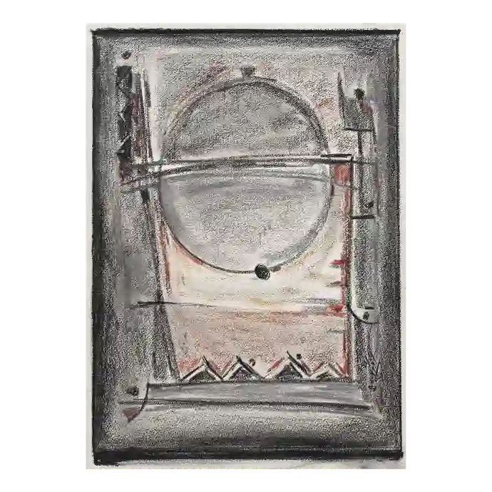 Entre la Boule du Noun, pastel sur papier, 1997, 35,5×49 cm — Mohamed Azouzi
