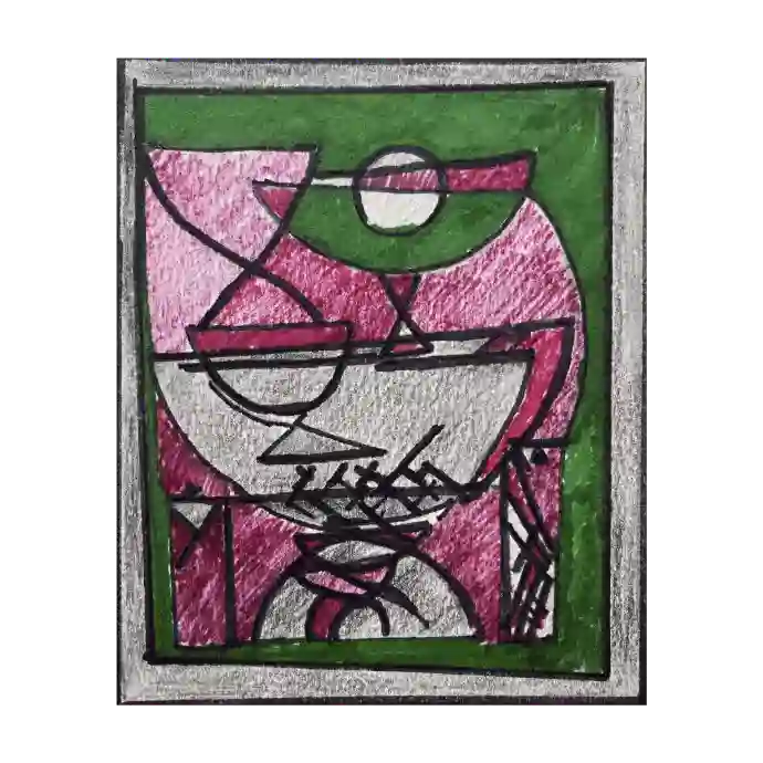 Les Sabliers du Monde Universel, pastel sur papier, 2013, 11,5×13,5 cm — Mohamed Azouzi