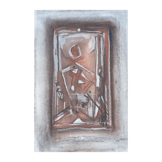 Le Couvert Économique, pastel sur papier, 1993, 26×39 cm — Mohamed Azouzi