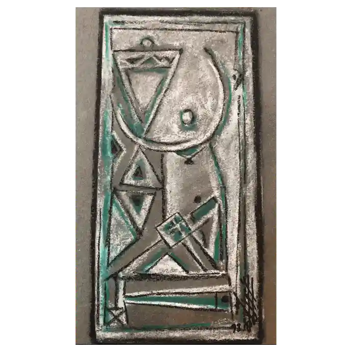 Sans titre, pastel sur papier, 1992, 11×22,5 cm — Mohamed Azouzi