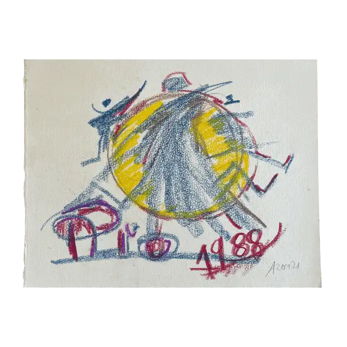 Sans titre, pastel sur papier, 1988, 31×24,5 cm — Mohamed Azouzi