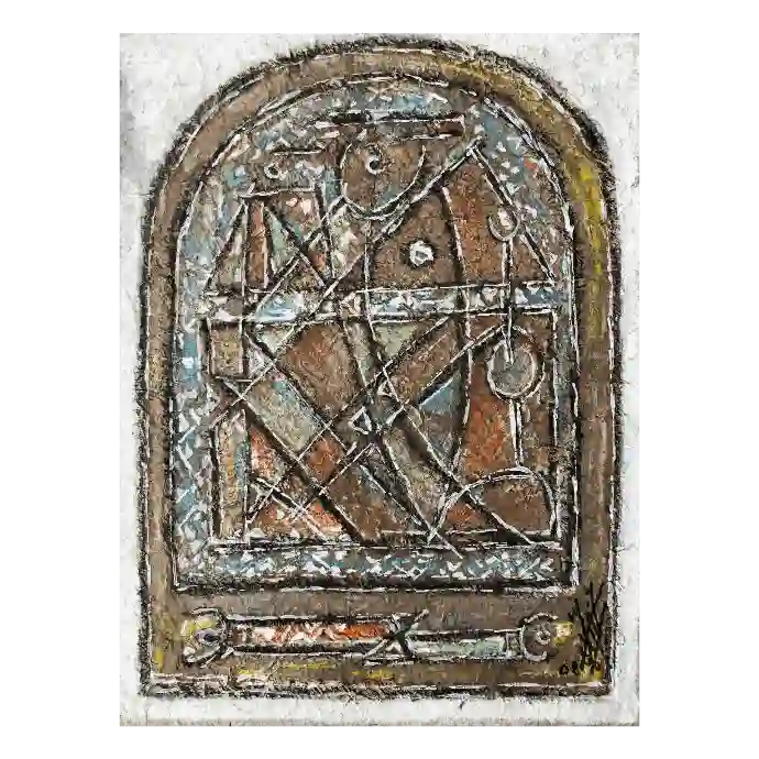 La Porte Décorée, pastel sur papier, 2002 — Mohamed Azouzi