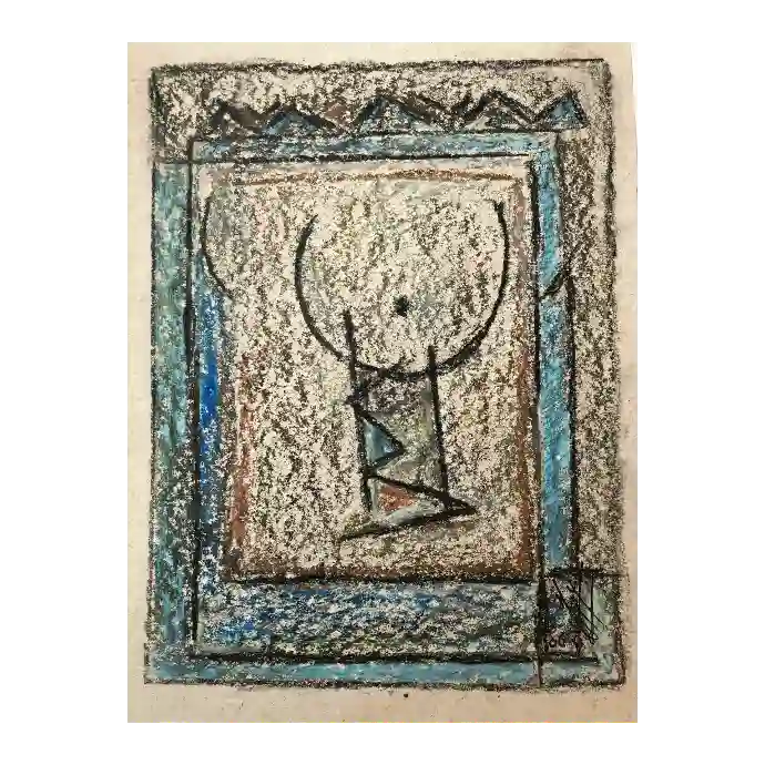 L'Homme Seul, encre et pastel sur papier, 2006, 18×24 cm — Mohamed Azouzi