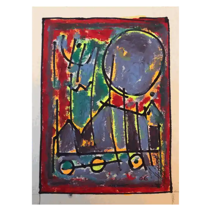 Une Vie Florissante, gouache et encre sur papier, 2006, 9×12 cm — Mohamed Azouzi