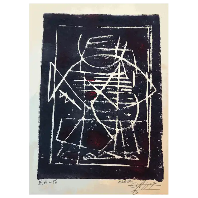 Sans titre, technique mixte sur papier, 1998 — Mohamed Azouzi