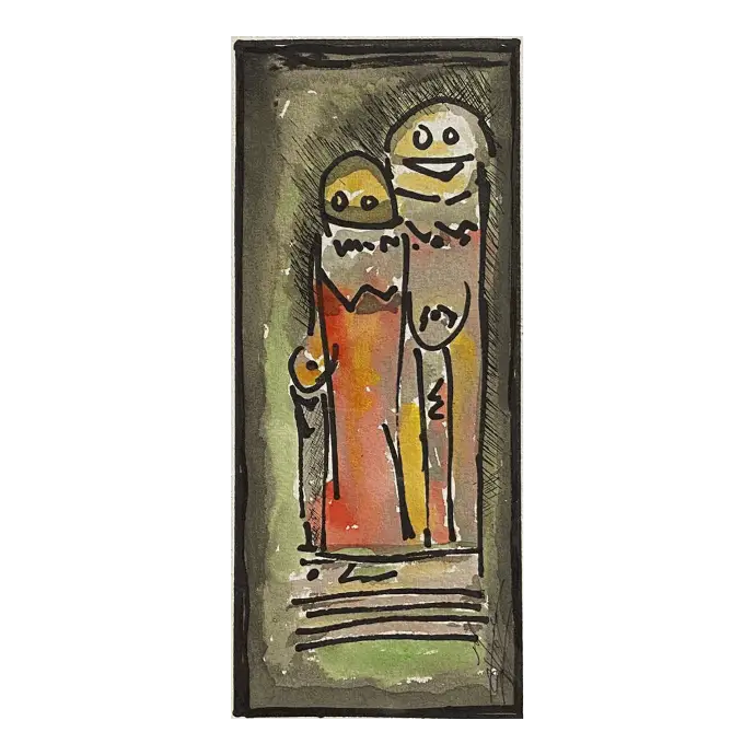 Sans titre, peinture sur papier — Mohamed Azouzi