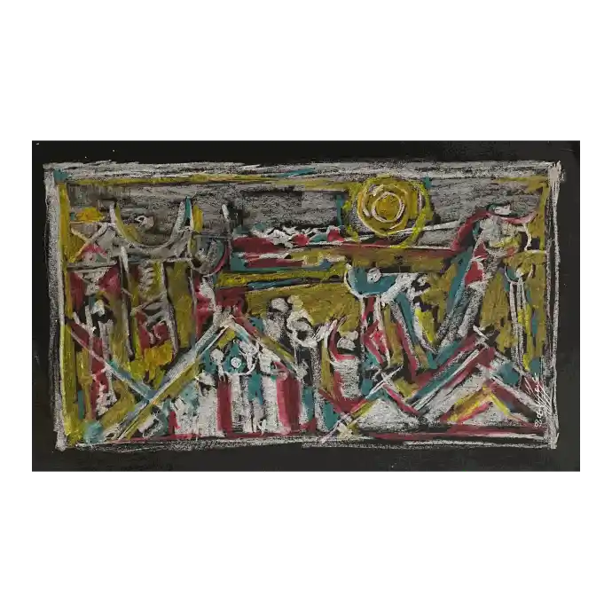 Sans titre, pastel sur papier, 1989, 31×51 cm — Mohamed Azouzi