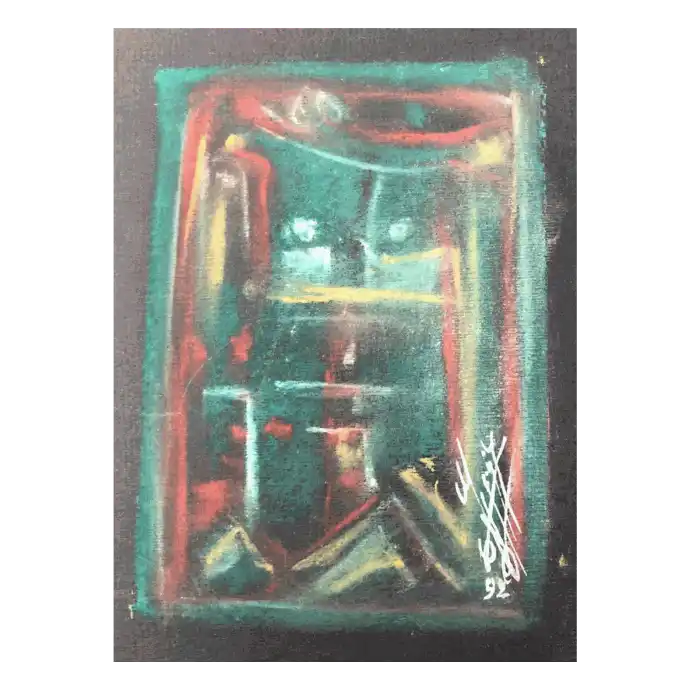 À Mouna, pastel sur papier, 1992, 13×18 cm — Mohamed Azouzi