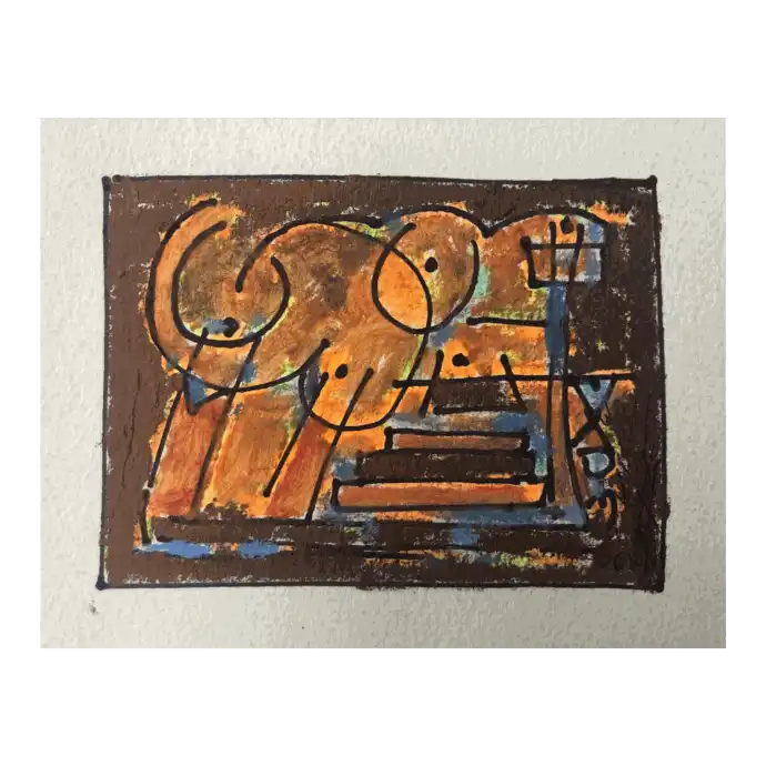 Le Désordre, encre et peinture sur papier, 2005, 9×12 cm — Mohamed Azouzi