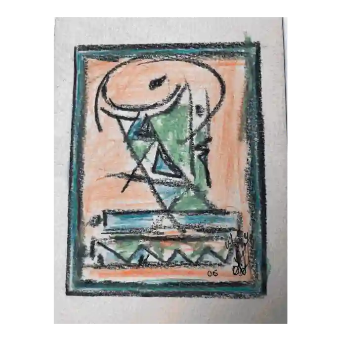 Une Joie, pastel sur papier, 2006, 9×12 cm — Mohamed Azouzi