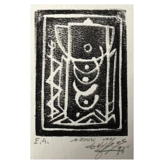 Sans titre, technique mixte sur papier, 1993, 6×8,5 cm — Mohamed Azouzi