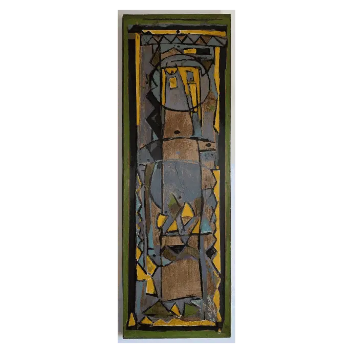 Les Mécréants sans Croyance, huile sur bois, 1998, 90×30 cm — Mohamed Azouzi