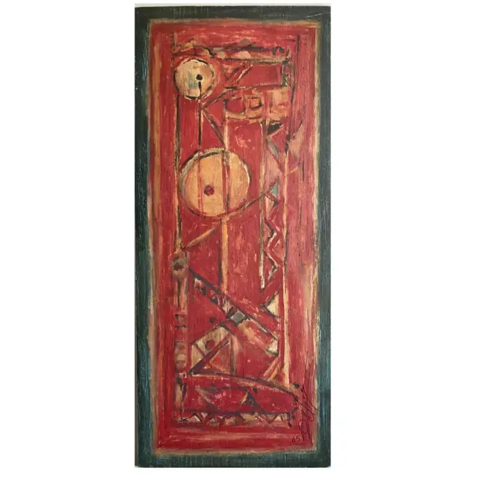 Admirateur Paul Klee, huile sur bois, 2005, 28×65 cm — Mohamed Azouzi