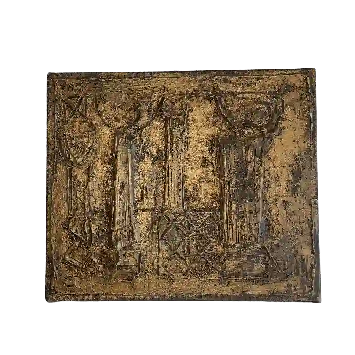 Sans titre, technique mixte sur bois, 30×35 cm — Mohamed Azouzi