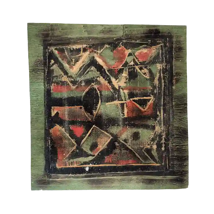 Sans titre, technique mixte sur bois, 36×37 cm — Mohamed Azouzi