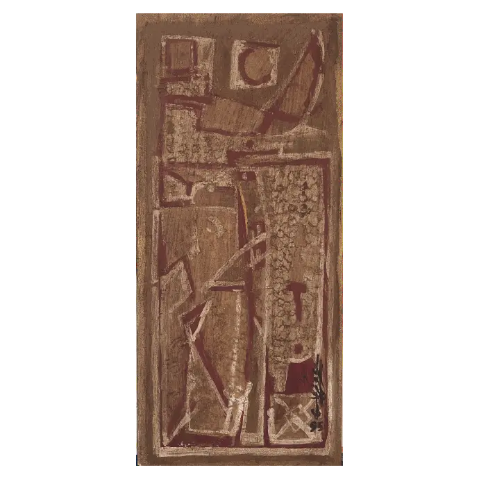 Sans titre, peinture sur bois, 1997, 28×14,5 cm — Mohamed Azouzi