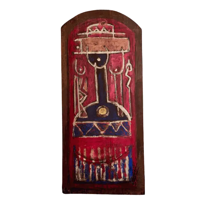 Celebration, huile sur bois, 2005, 25×56 cm — Mohamed Azouzi
