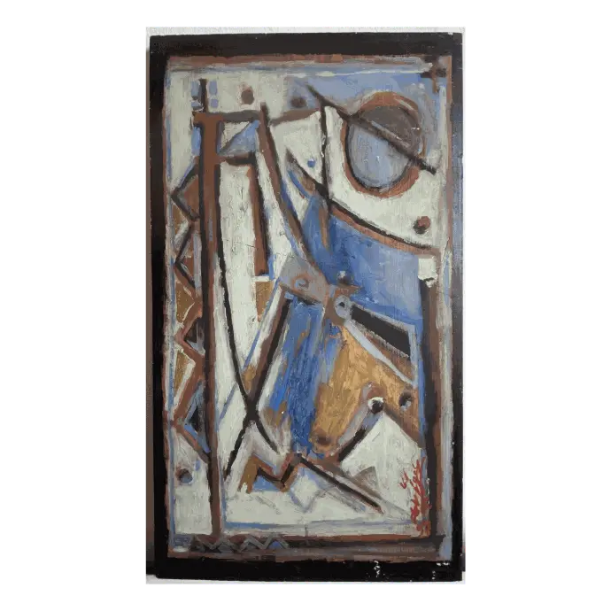 Fléchage, huile sur bois, 1997, 50,5×29 cm — Mohamed Azouzi