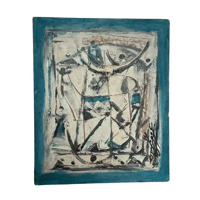 À Mouna, technique mixte sur bois, 1992, 21,5×26,5 cm — Mohamed Azouzi